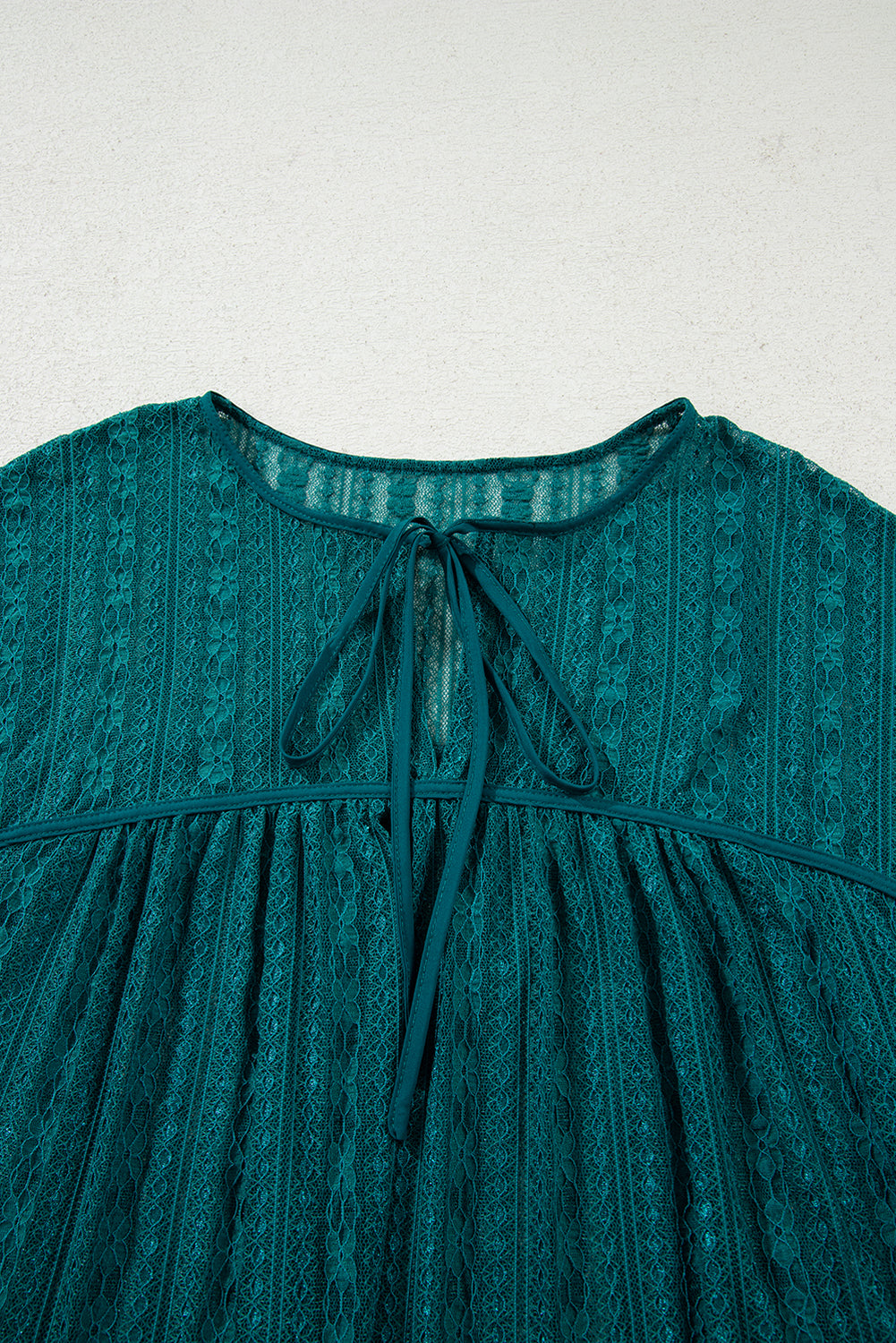 Evergreen Sheer Lace Balloon Sleeve Babydoll Blouse - LODIMAE FASHION