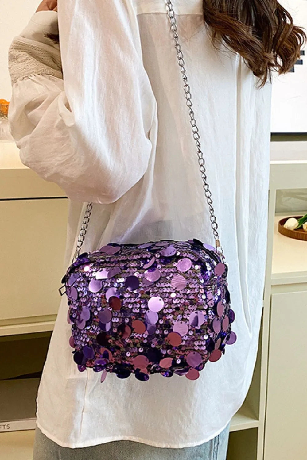 Sequin Chain Shoulder Bag - LODIMAE FASHION