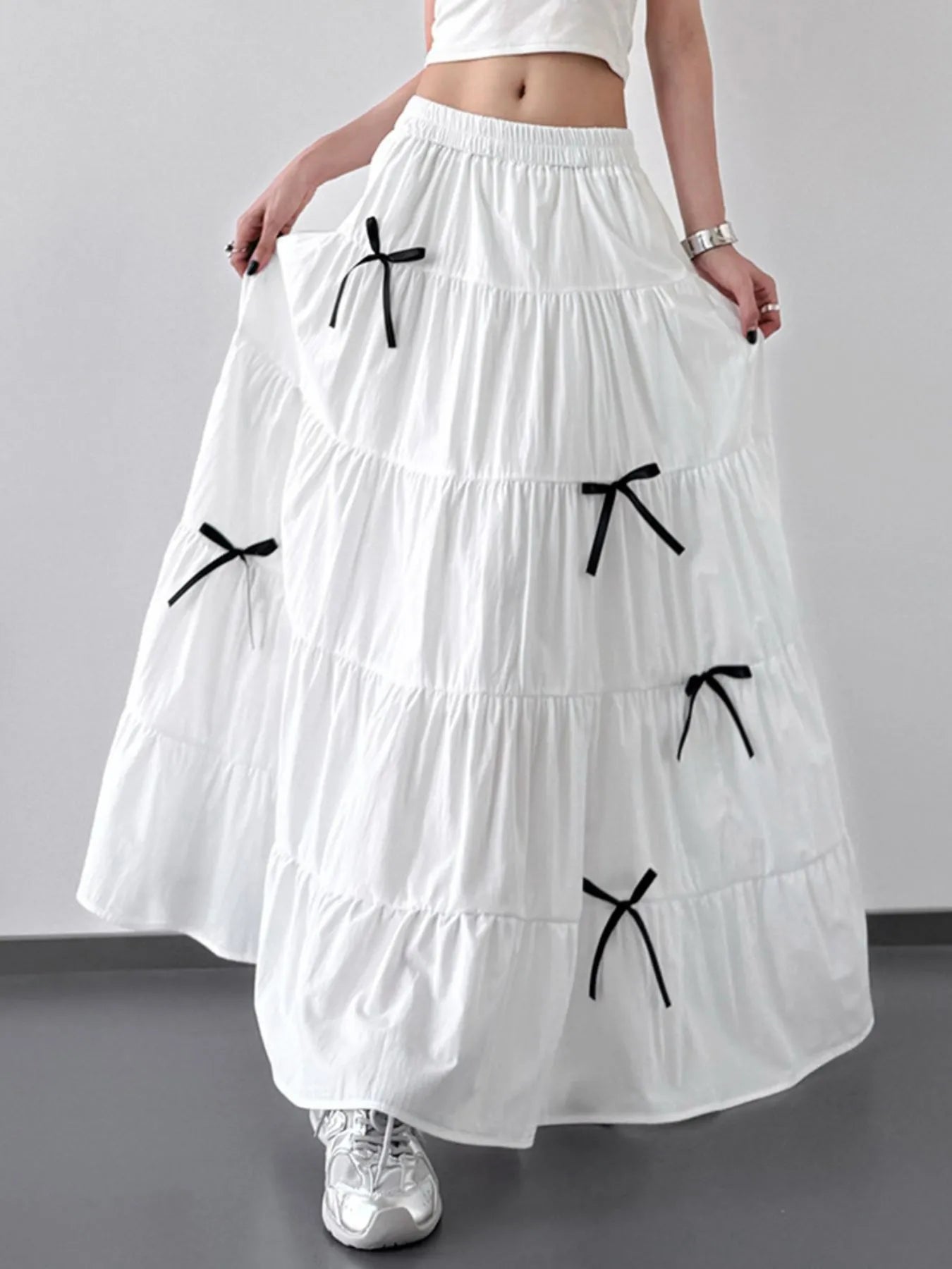 Tiered Bow Maxi Skirt - LODIMAE FASHION