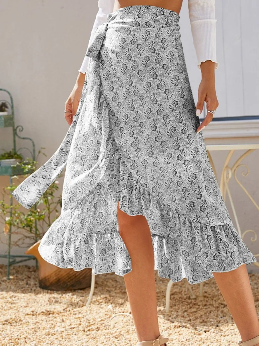 Printed Ruffled Midi Skirt - LODIMAE FASHION