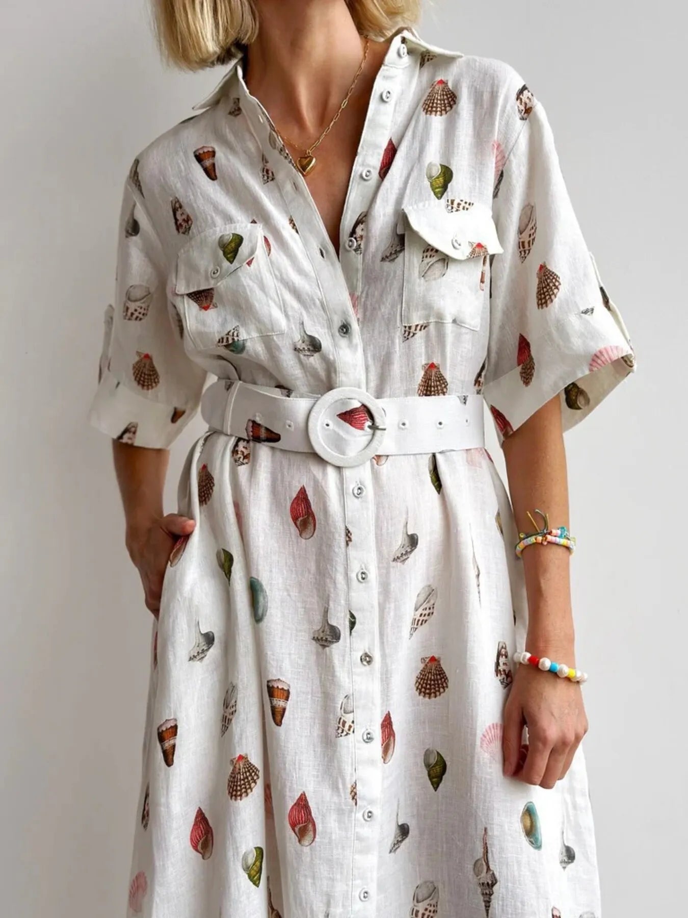 Printed Button Up Maxi Shirt Dress - LODIMAE FASHION