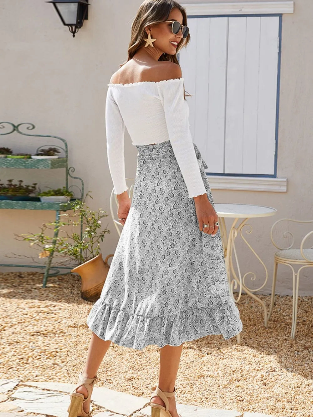 Printed Ruffled Midi Skirt - LODIMAE FASHION