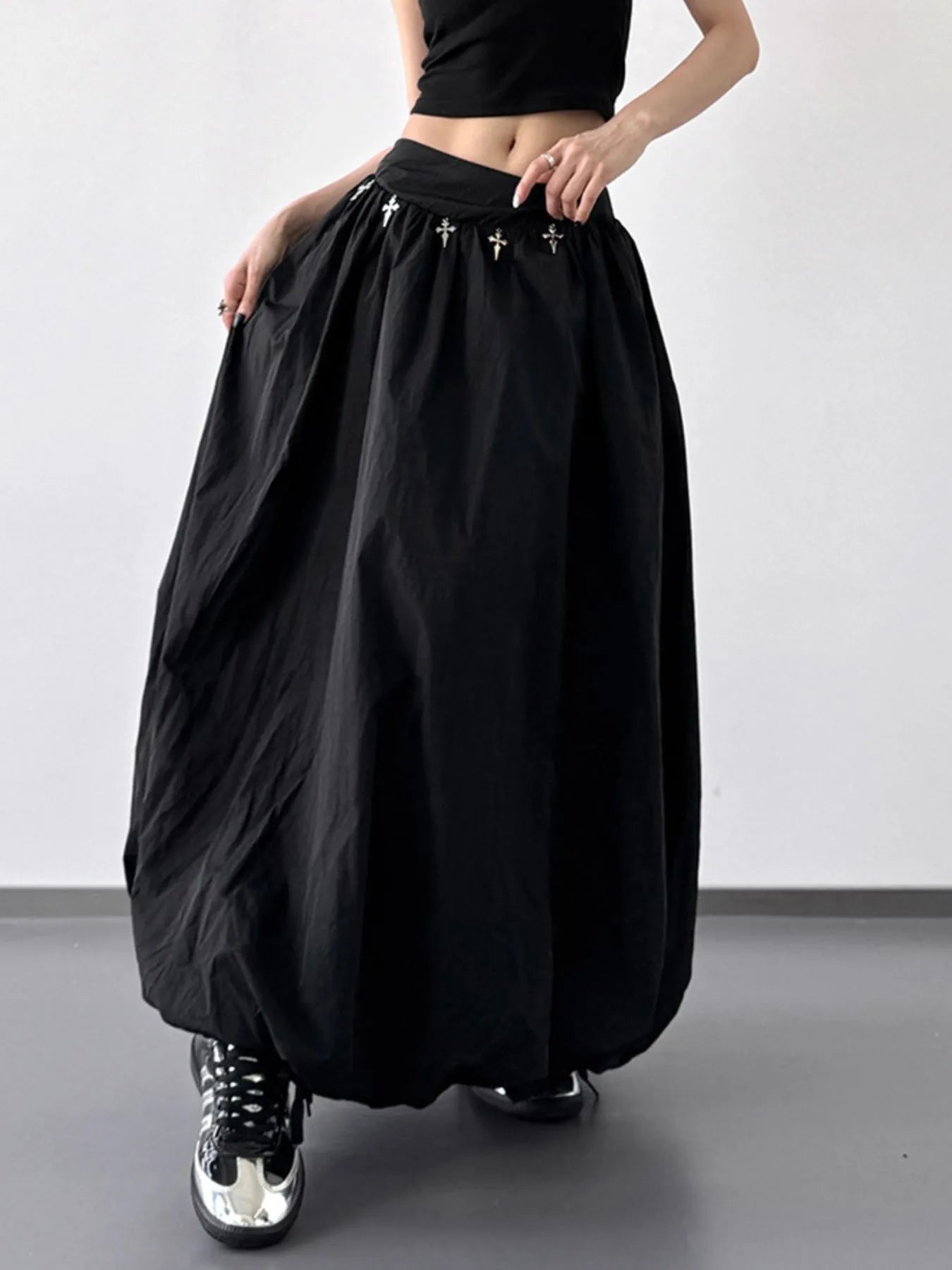 Elastic Waistband Bubble Maxi Skirt - LODIMAE FASHION