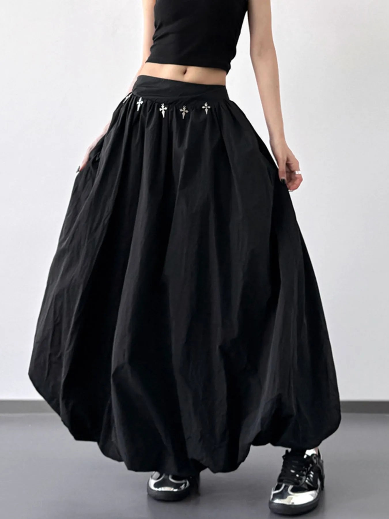 Elastic Waistband Bubble Maxi Skirt - LODIMAE FASHION