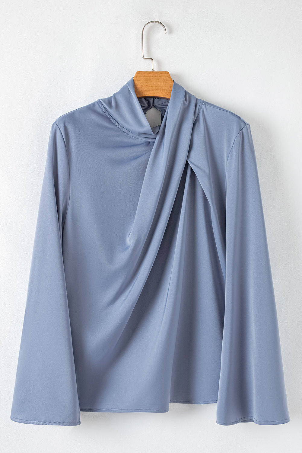 Ivy Asymmetric Turtleneck Elegant Satin Blouse - LODIMAE FASHION
