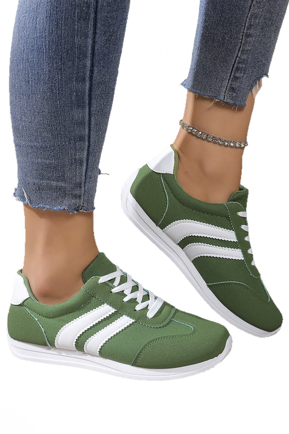 White Patchwork Breathable Lace Up Sneakers - LODIMAE FASHION