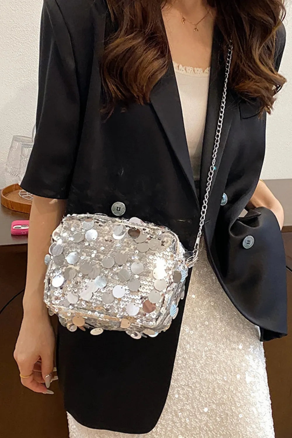 Sequin Chain Shoulder Bag - LODIMAE FASHION