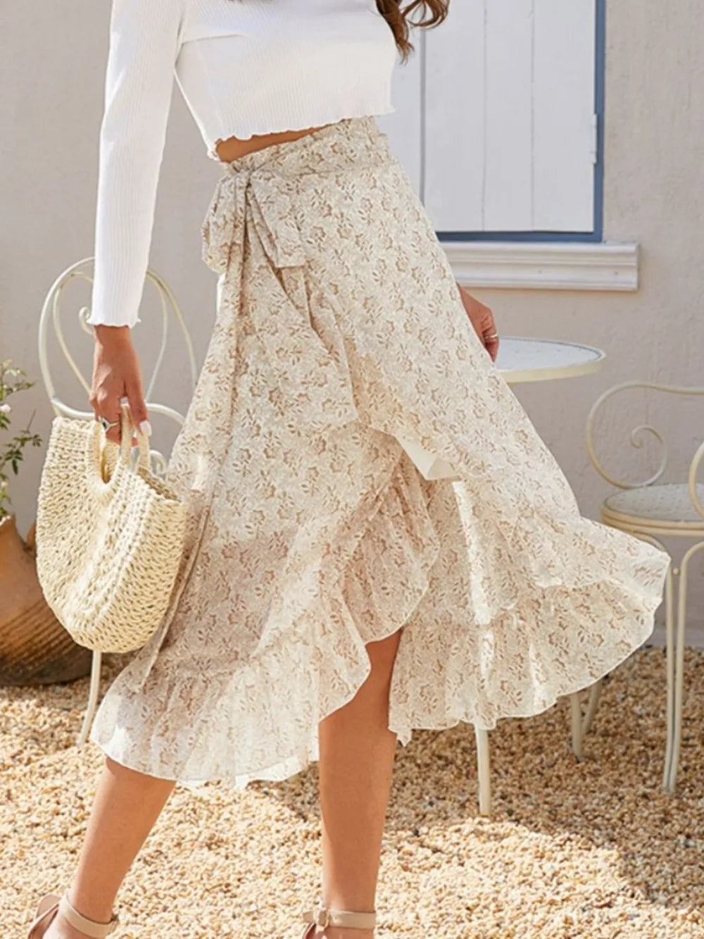 Printed Ruffled Midi Skirt - LODIMAE FASHION
