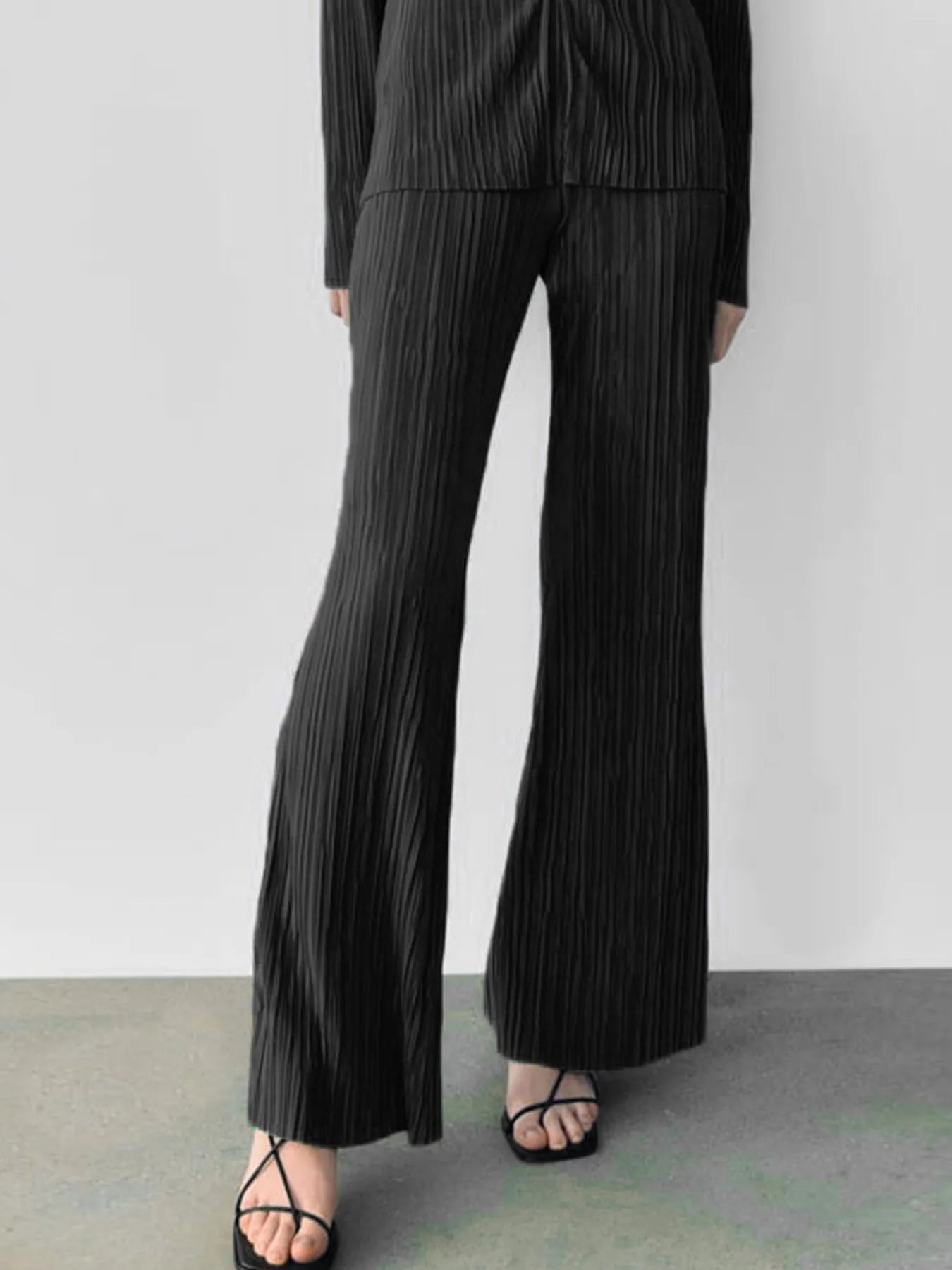 Texture Long Sleeve Top and Pants Lounge Set - LODIMAE FASHION