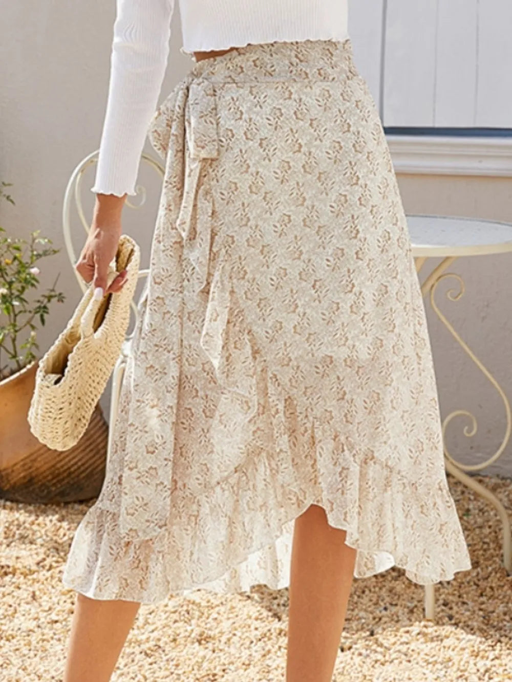 Printed Ruffled Midi Skirt - LODIMAE FASHION