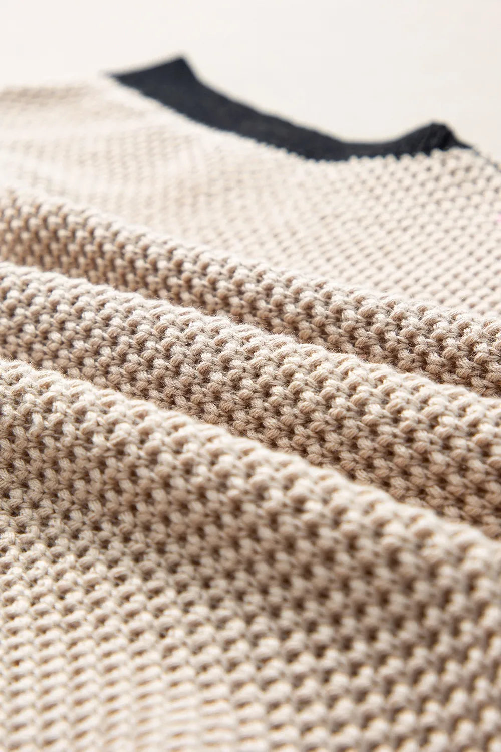 Textured Knit Sweater with Contrast Trim Details - LODIMAE FASHION