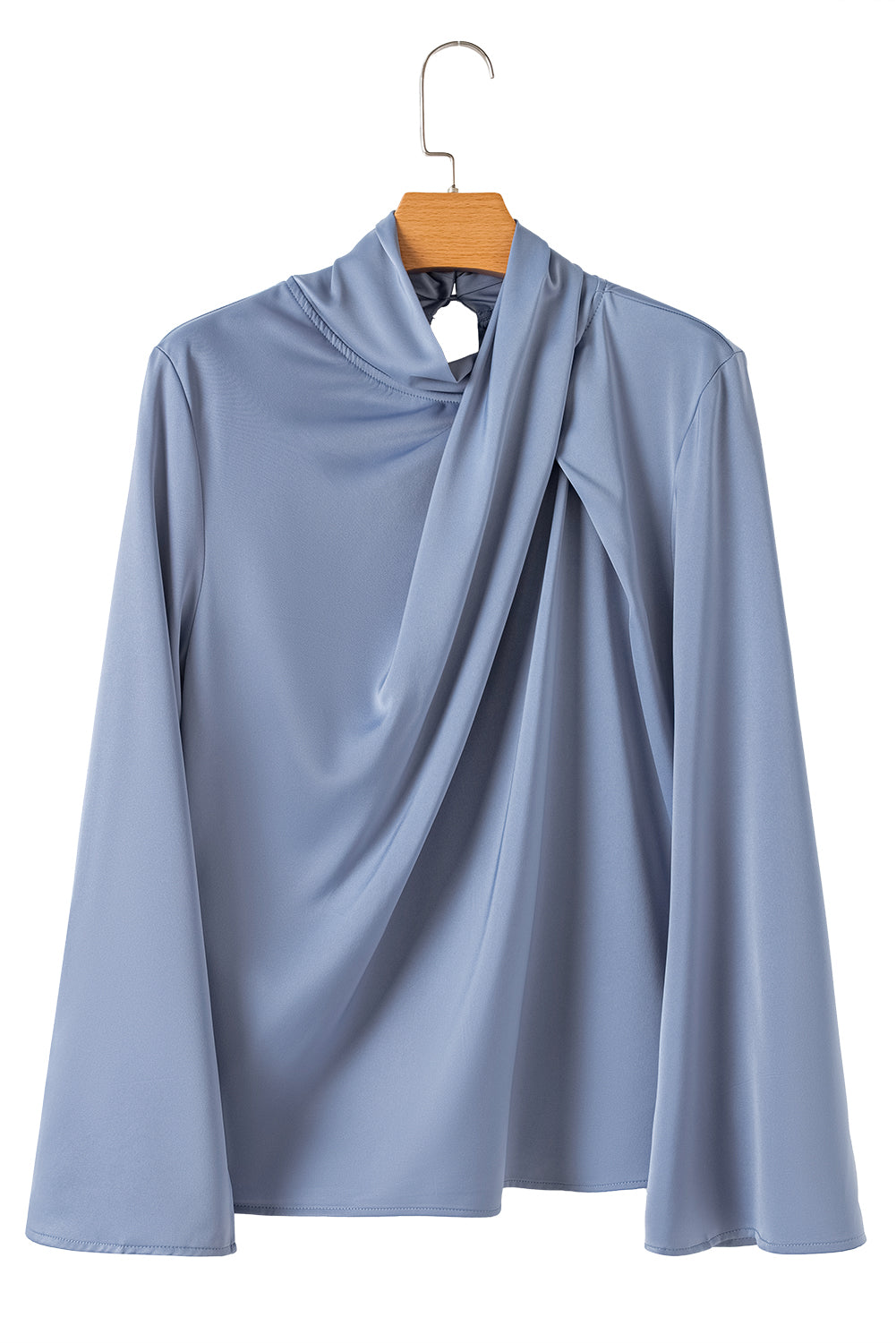 Ivy Asymmetric Turtleneck Elegant Satin Blouse - LODIMAE FASHION