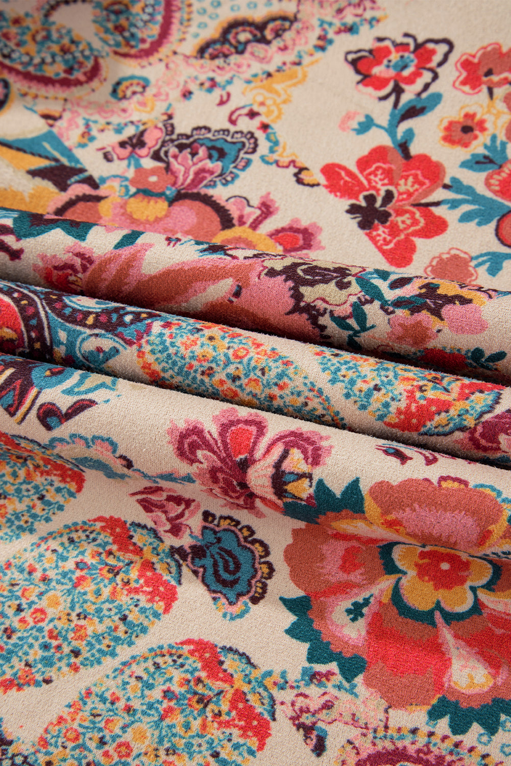 Vintage Paisley Floral Printed Sherpa Lined Hooded Jacket - LODIMAE FASHION