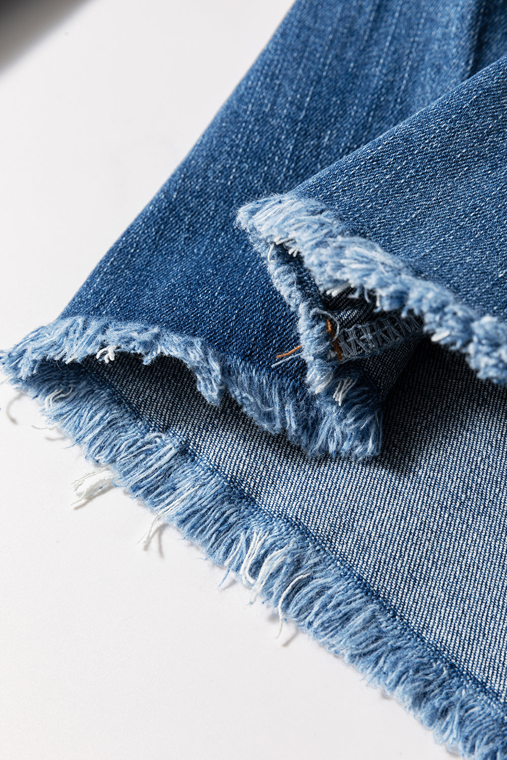 Sail Blue High Waist Button Raw Hem Jeans - LODIMAE FASHION
