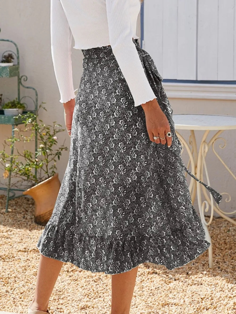 Printed Ruffled Midi Skirt - LODIMAE FASHION