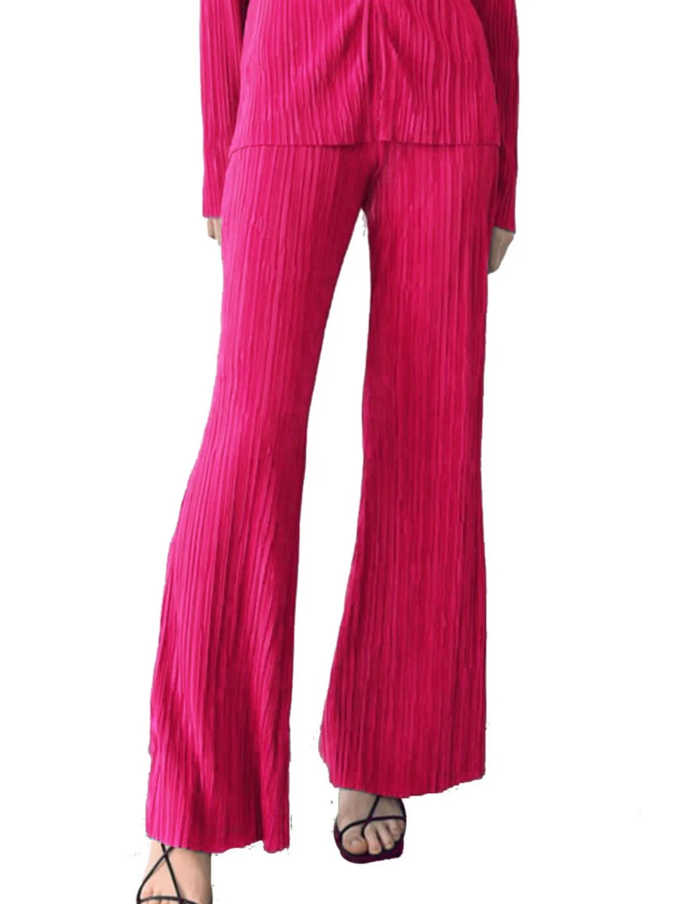 Texture Long Sleeve Top and Pants Lounge Set - LODIMAE FASHION