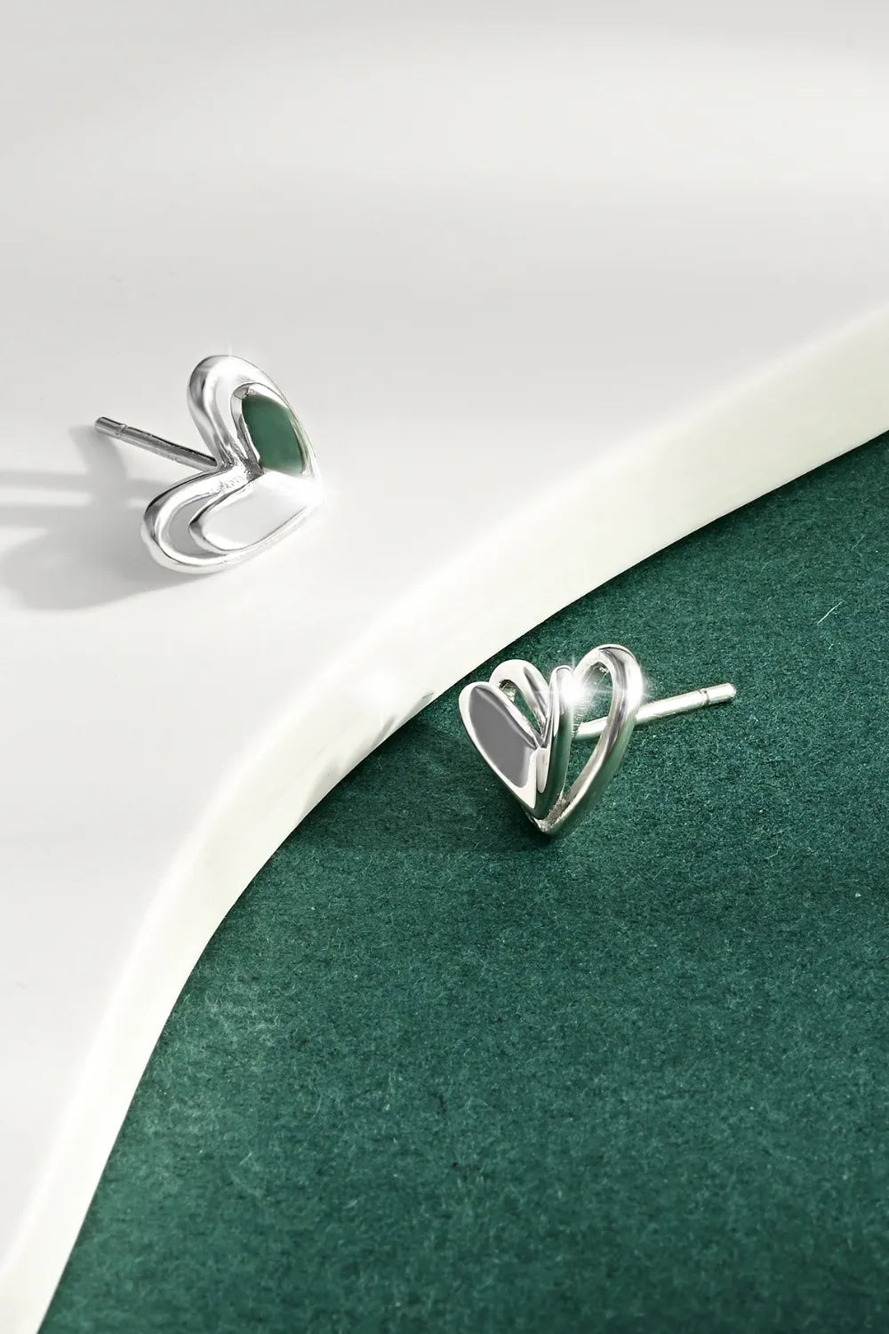 925 Sterling Silver Heart Stud Earrings - LODIMAE FASHION