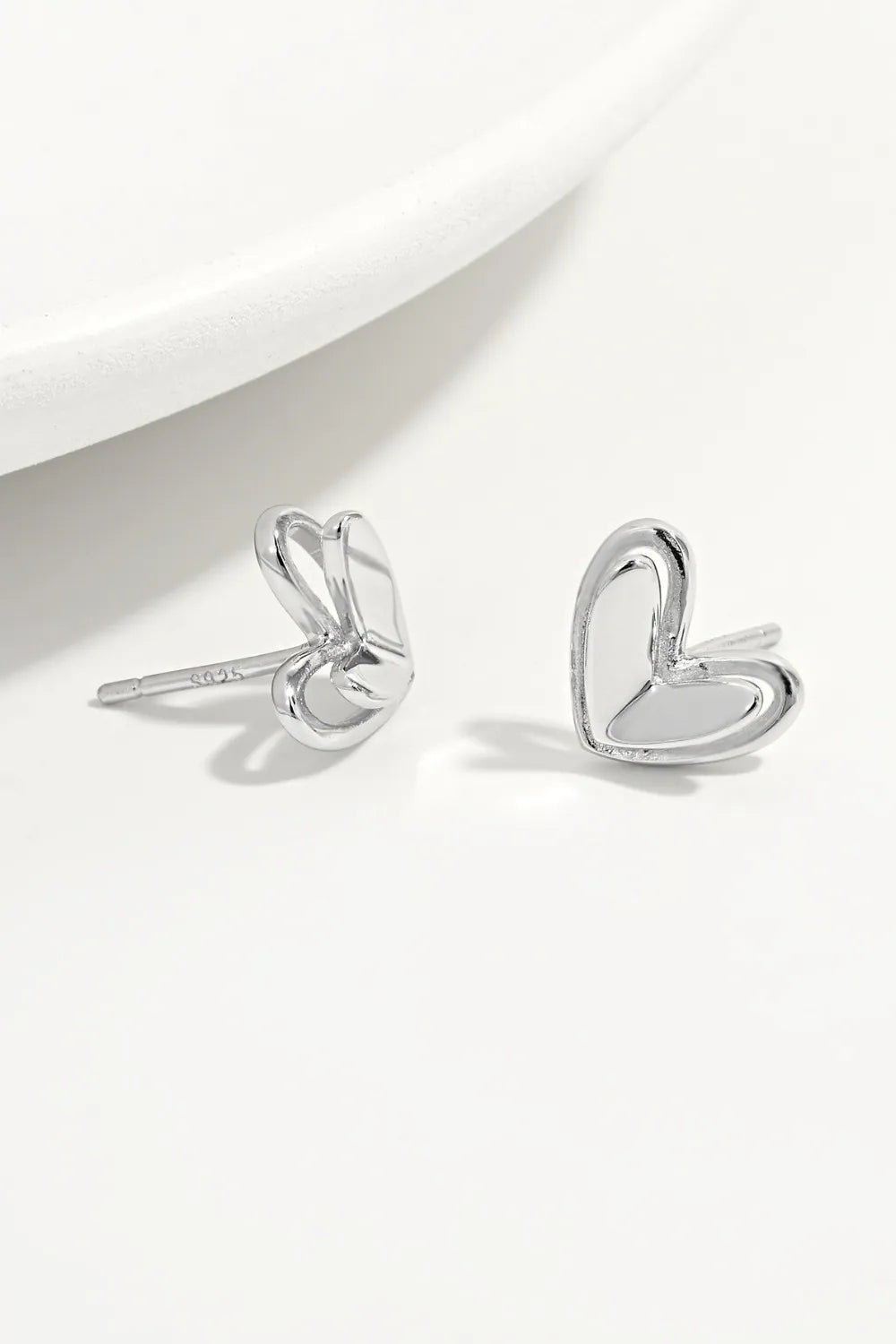 925 Sterling Silver Heart Stud Earrings - LODIMAE FASHION