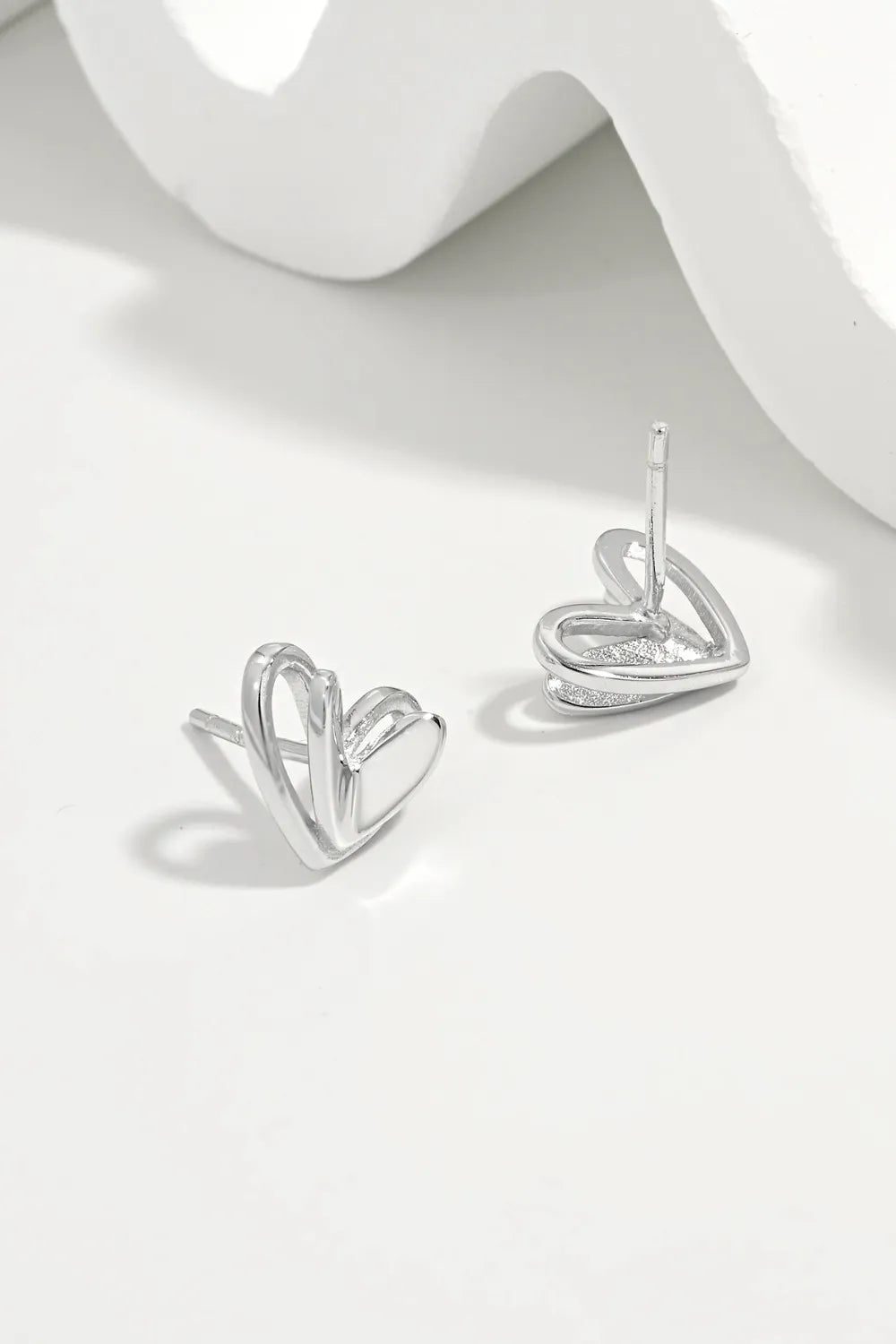 925 Sterling Silver Heart Stud Earrings - LODIMAE FASHION