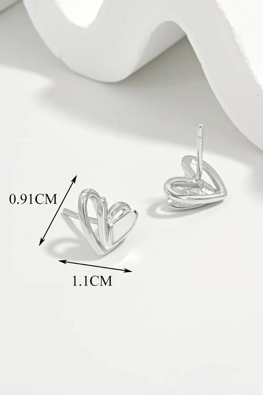 925 Sterling Silver Heart Stud Earrings - LODIMAE FASHION