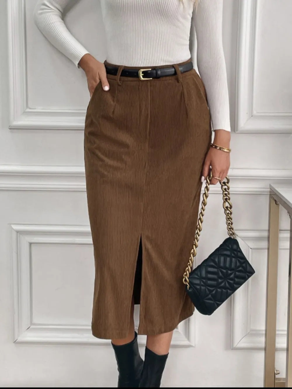Perfee Slit Midi Skirt with Pockets - LODIMAE FASHION