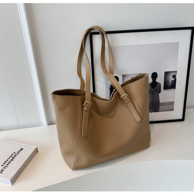 Extra Large Leather Laptop Tote Bag - Everyday Shoulder Bag with Zipper - LODIMAE FASHION