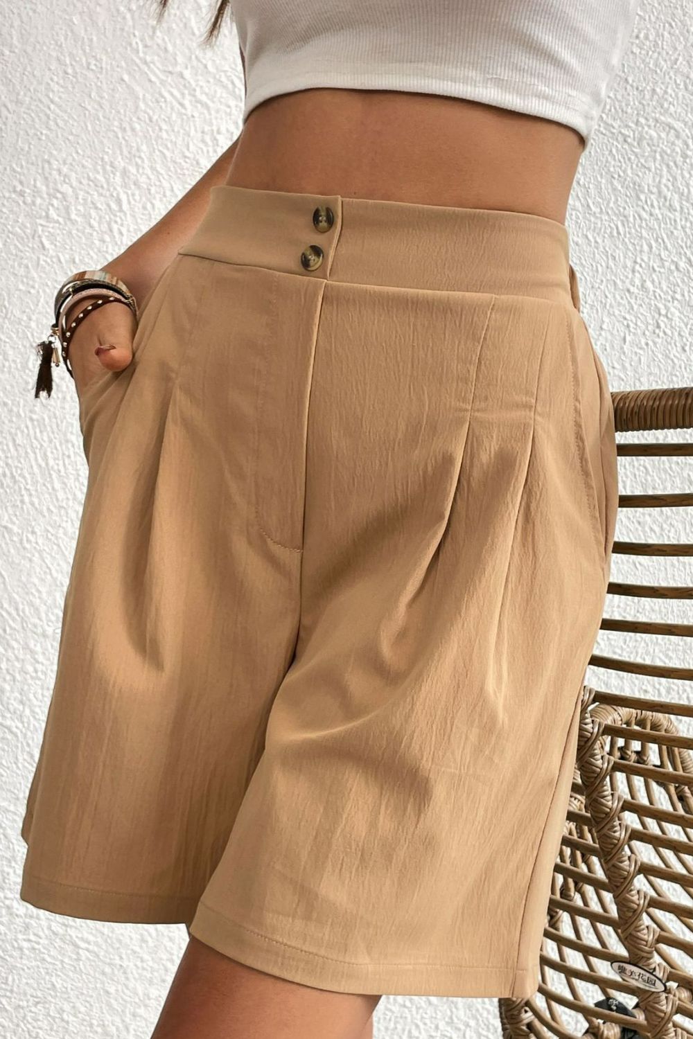Buttoned Shorts – Elastic Waist Casual Summer - LODIMAE FASHION