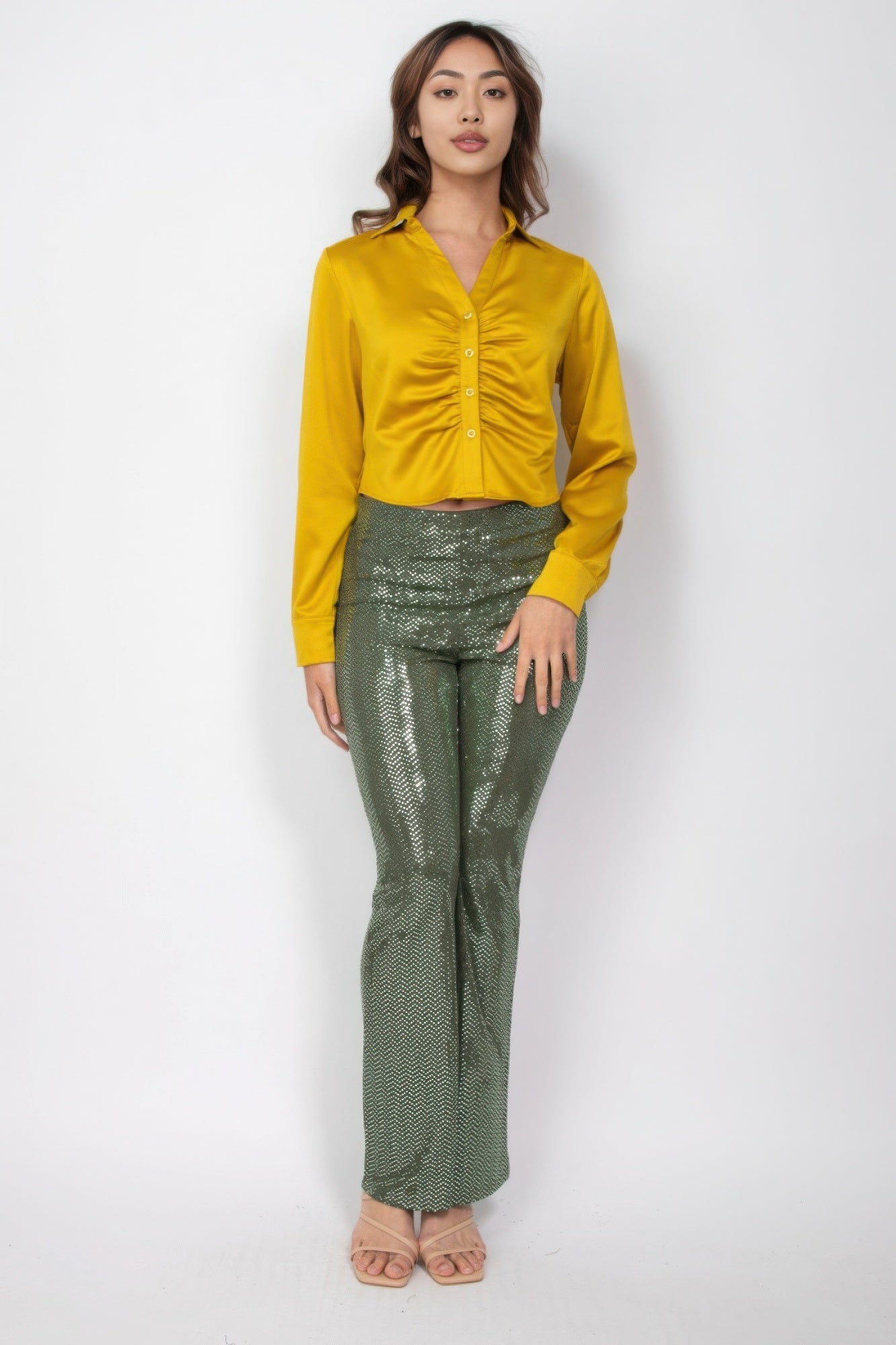 Sequined Fit & Flare Midrise Pants - LODIMAE FASHION