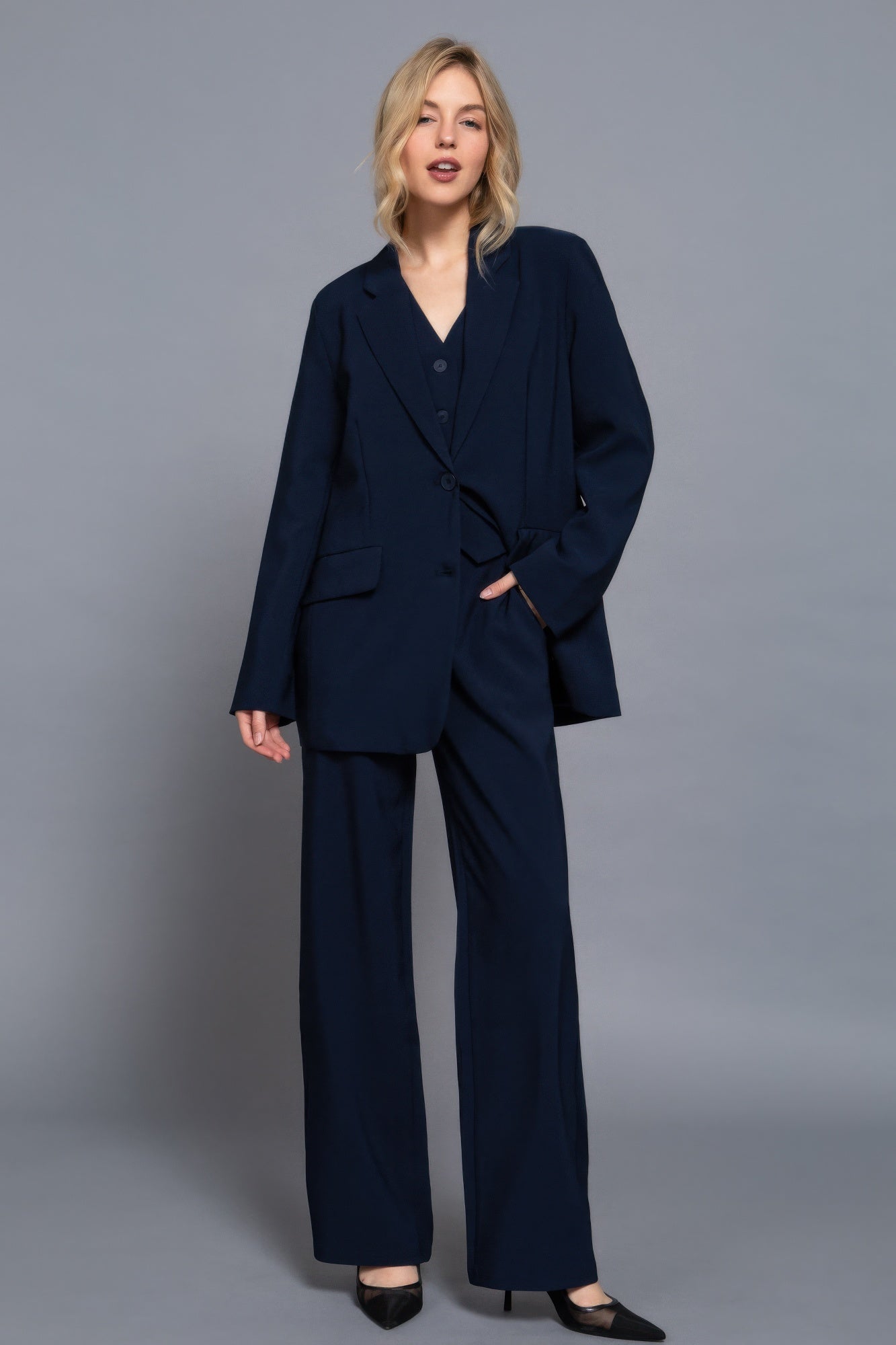 Back elastic straight woven long pants - LODIMAE FASHION
