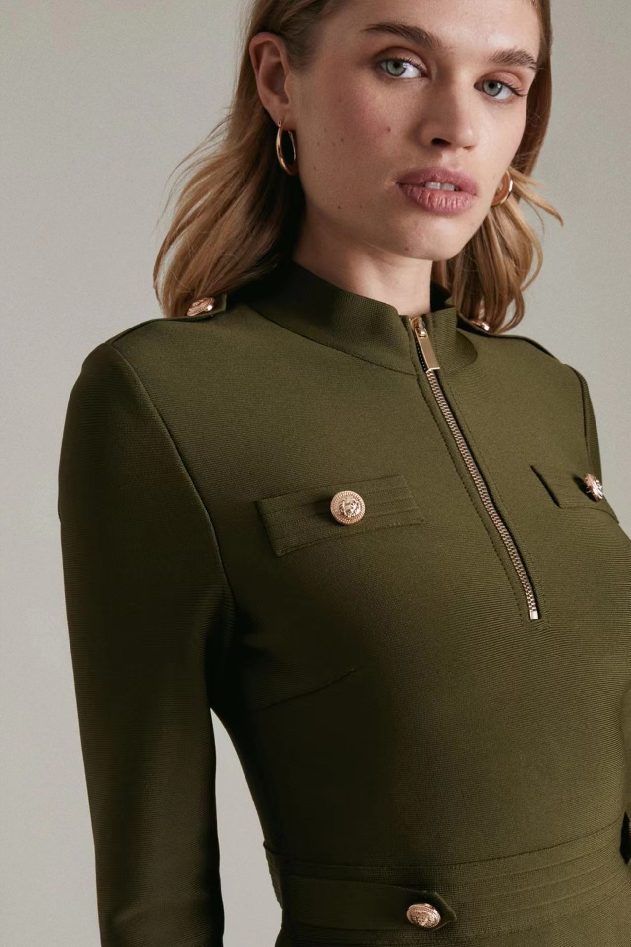 City Chic Long Sleeve Buttoned Mini Dres - LODIMAE FASHION