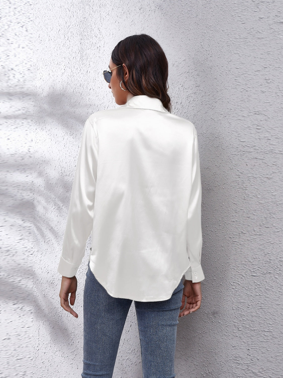 Collared Neck Buttoned Long Sleeve Shirt - LODIMAE FASHION