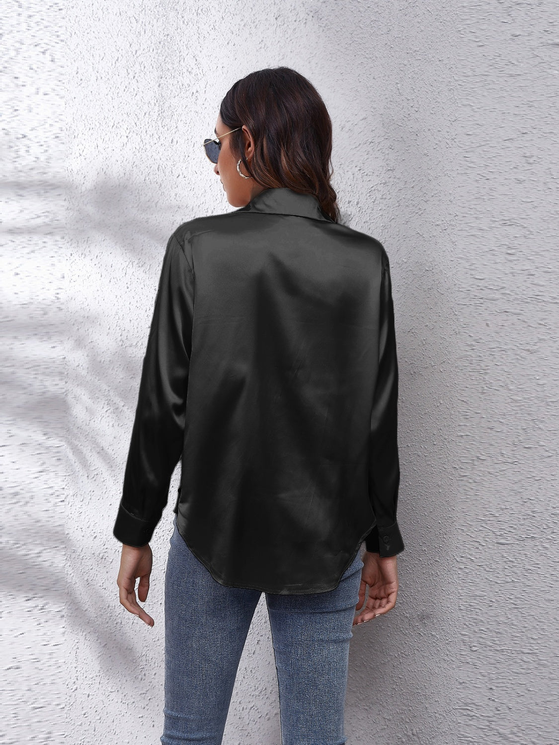 Collared Neck Buttoned Long Sleeve Shirt - LODIMAE FASHION