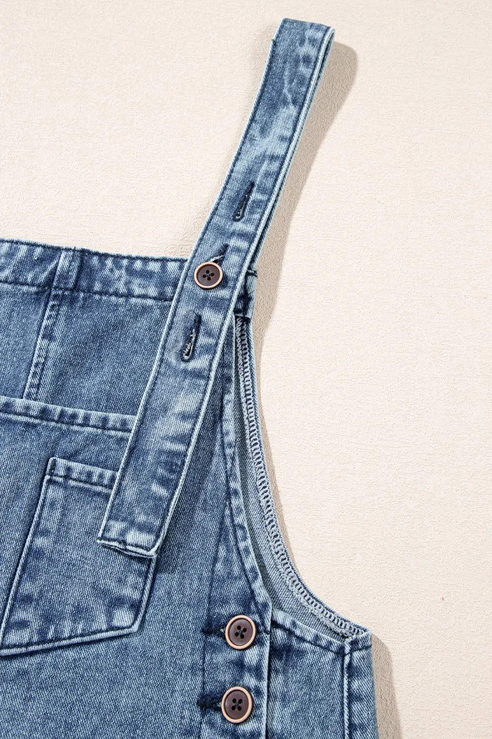 Distressed Denim Overalls – Wide Leg Bib Pocket Jumpsuit - LODIMAE FASHION