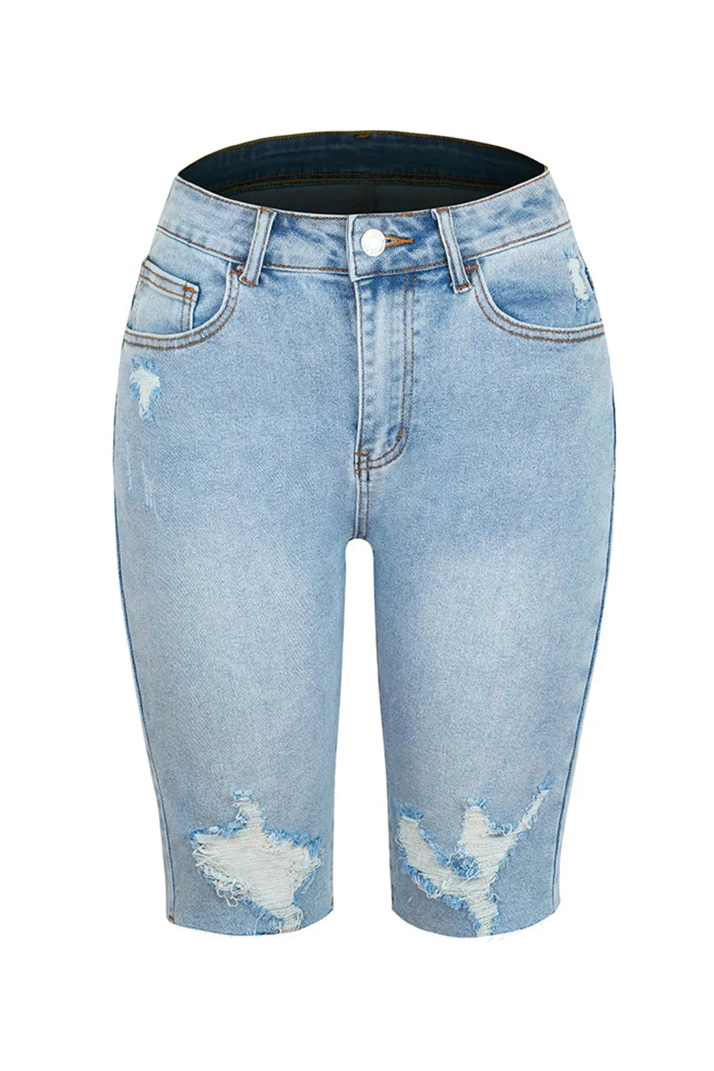 Distressed Pocketed Denim Shorts - LODIMAE FASHION