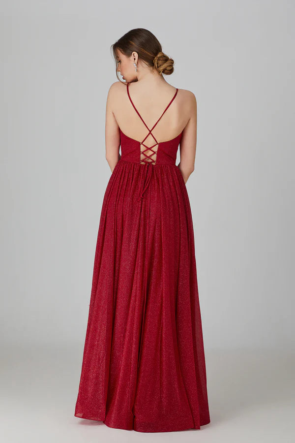 Timeless Charm: Effortless Wine Prom Gown - Grace beauty H&C