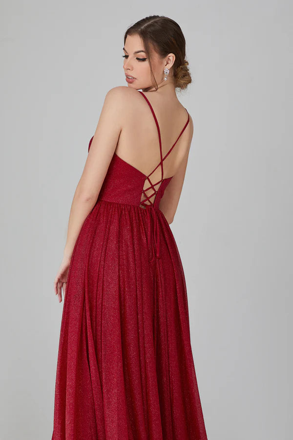 Timeless Charm: Effortless Wine Prom Gown - Grace beauty H&C