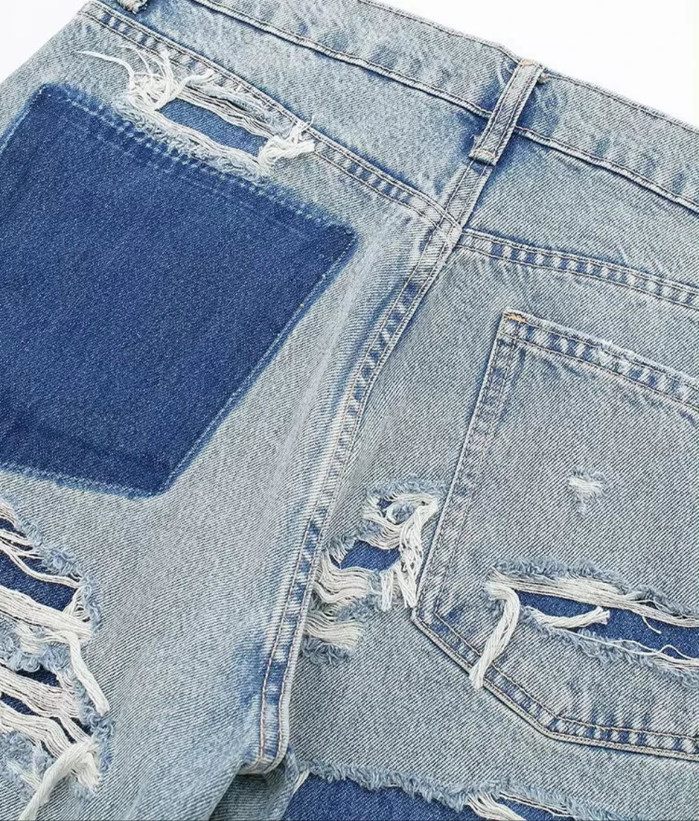 Women's Fashion Denim Blue Jeans Distressed - LODIMAE FASHION