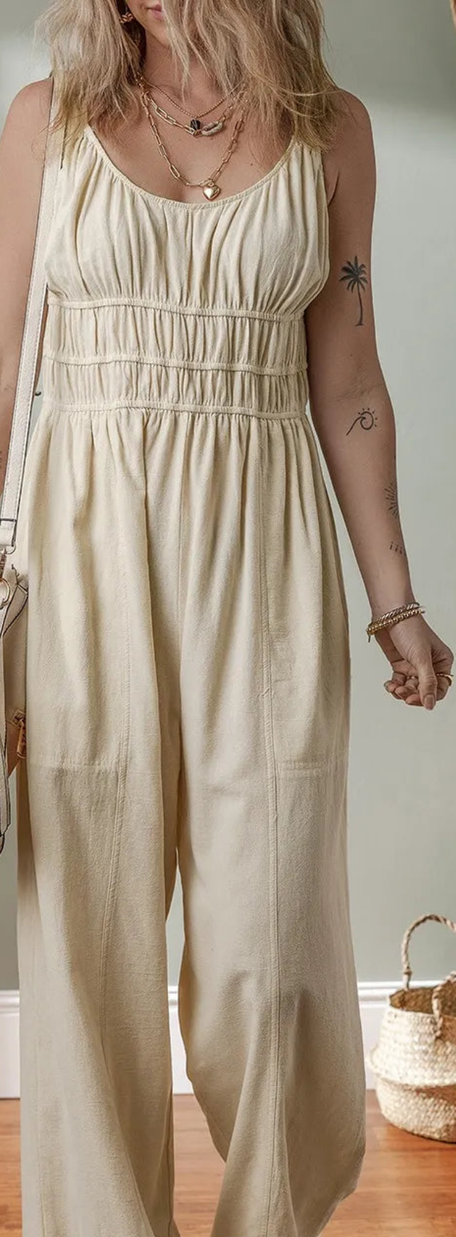 Ruched Sleeveless Wide Leg Jumpsuit - LODIMAE FASHION