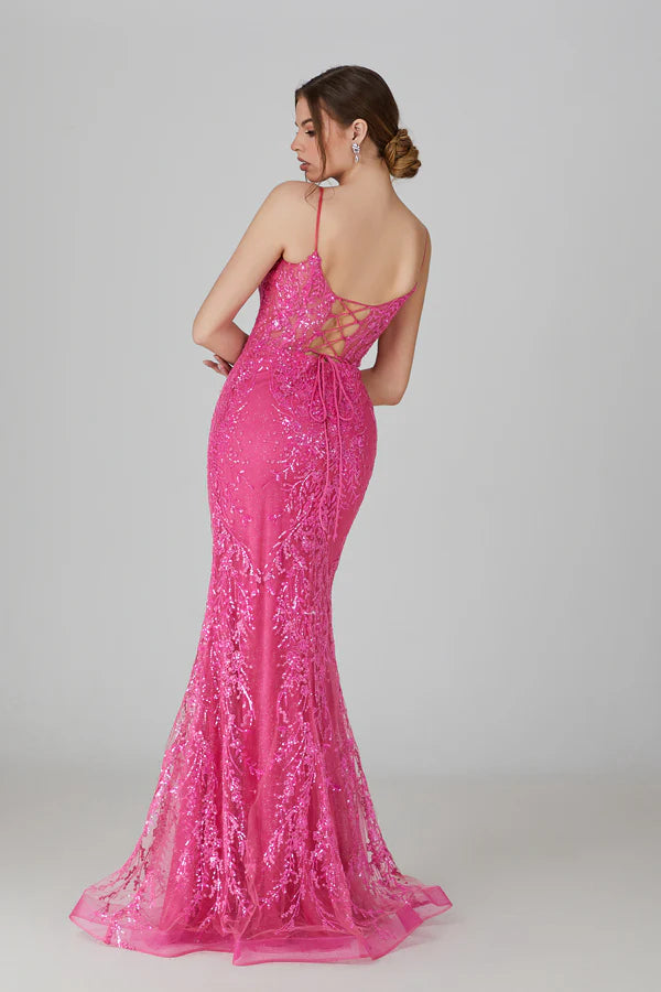 Sparkling Elegance Lace Appliqué Mermaid Prom Gown - Grace beauty H&C
