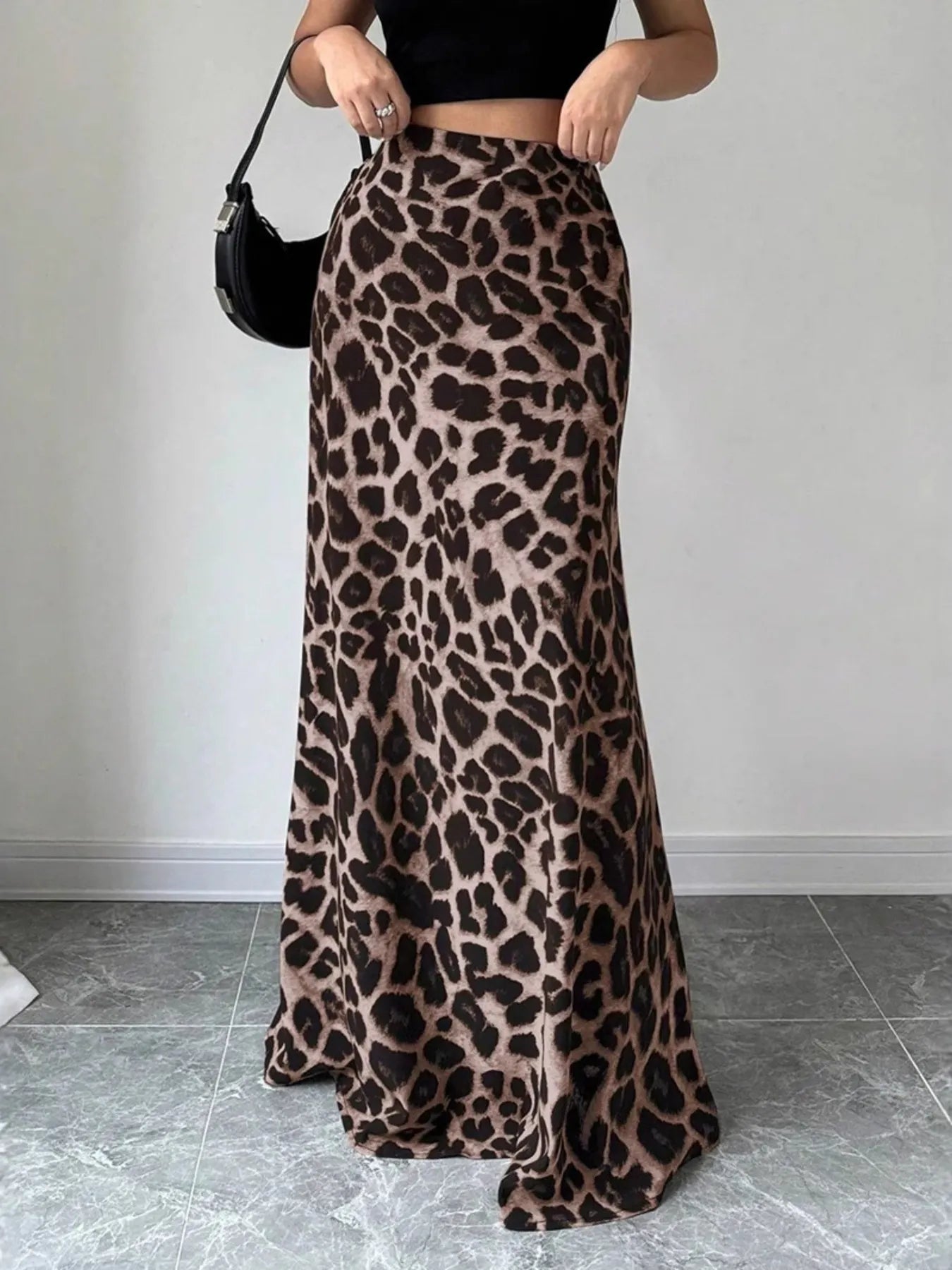 Leopard Print High-Waisted Maxi Skirt - LODIMAE FASHION