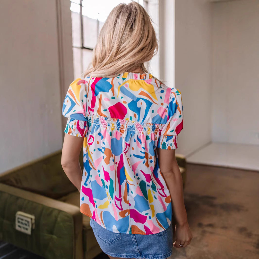 Women's Simple V-neck PO'MY Western Style Shirt - LODIMAE FASHION