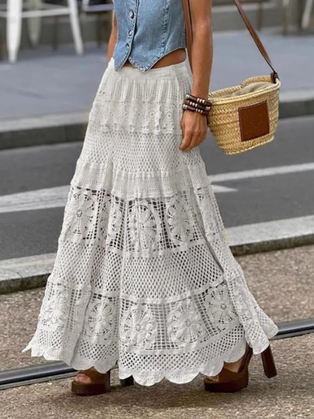 Openwork Crochet Maxi Skirt - LODIMAE FASHION