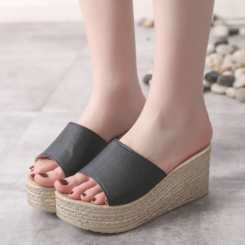 PU Leather Open Toe Sandals - LODIMAE FASHION