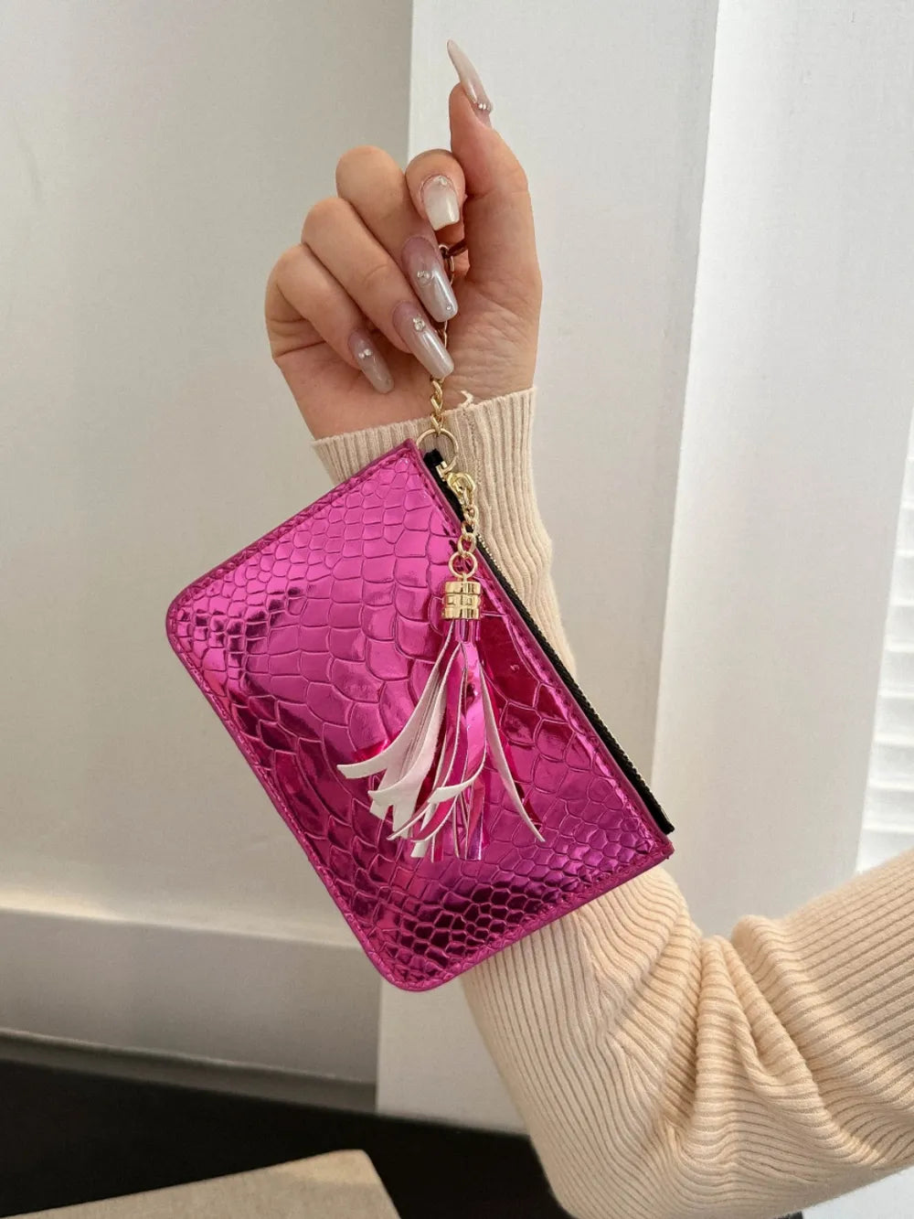 PU Leather Tassel Trim Card Case – Chic Wallet for Cards & Cash - LODIMAE FASHION