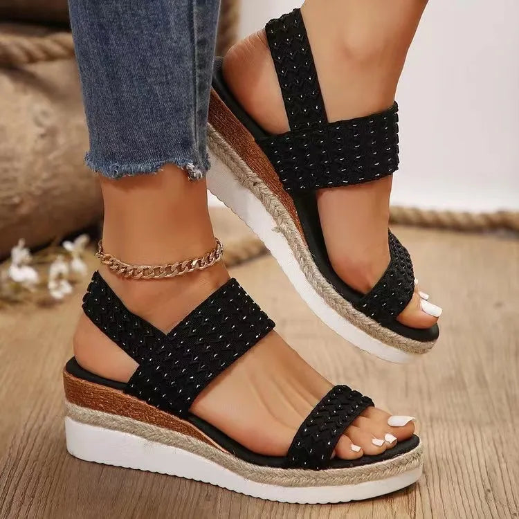 Peep Toe Wedge Sandals - LODIMAE FASHION