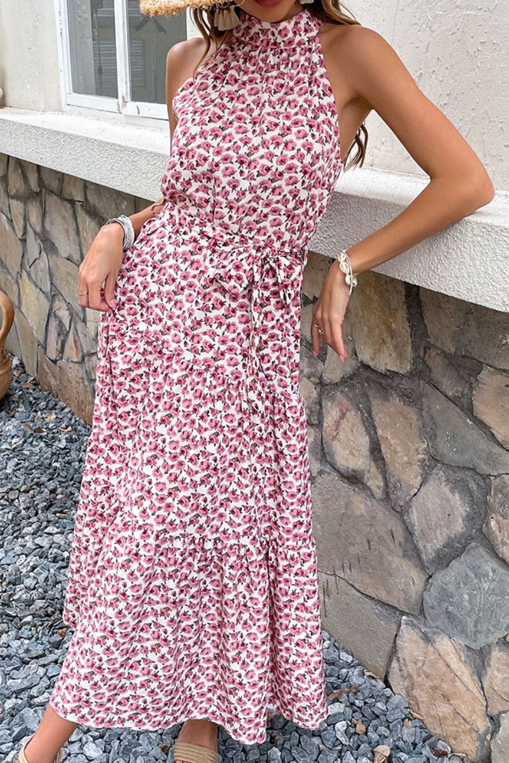 Perfee Floral Tie-Waist Tiered Dress - LODIMAE FASHION