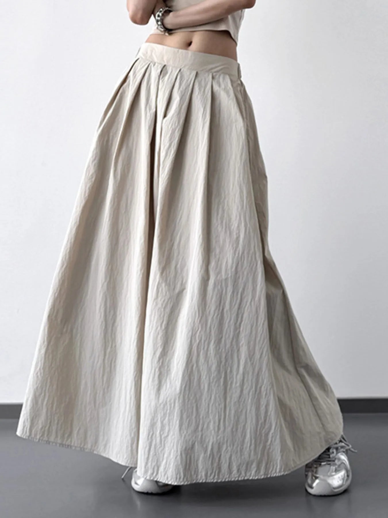 Pleated Linen Maxi Skirt - LODIMAE FASHION