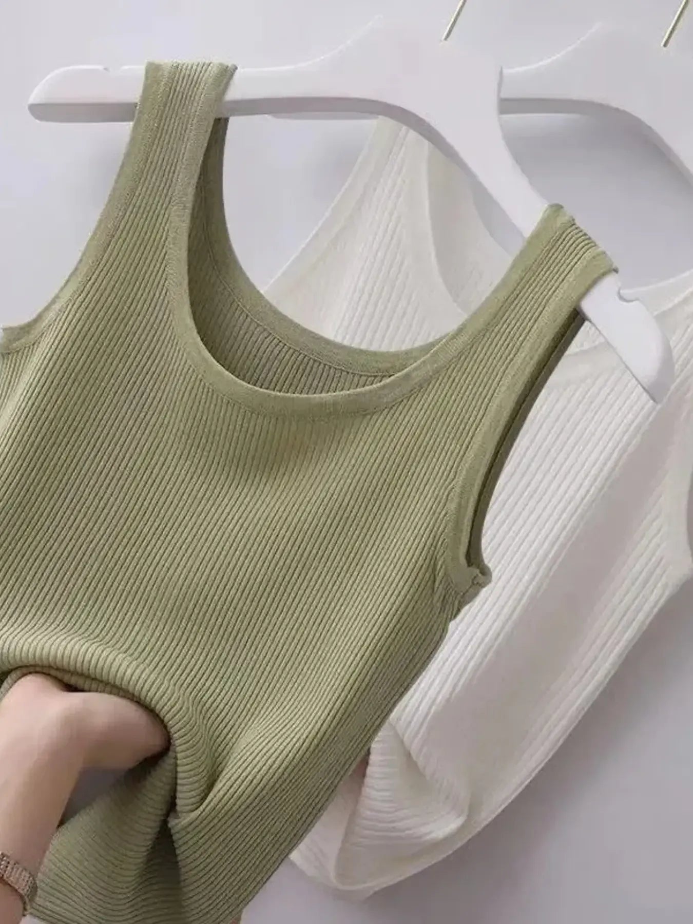 Plus Size Ribbed Knit Scoop Neck Tank Top - LODIMAE FASHION