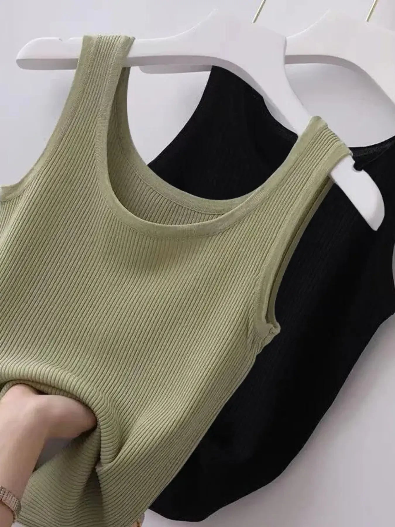 Plus Size Ribbed Knit Scoop Neck Tank Top - LODIMAE FASHION