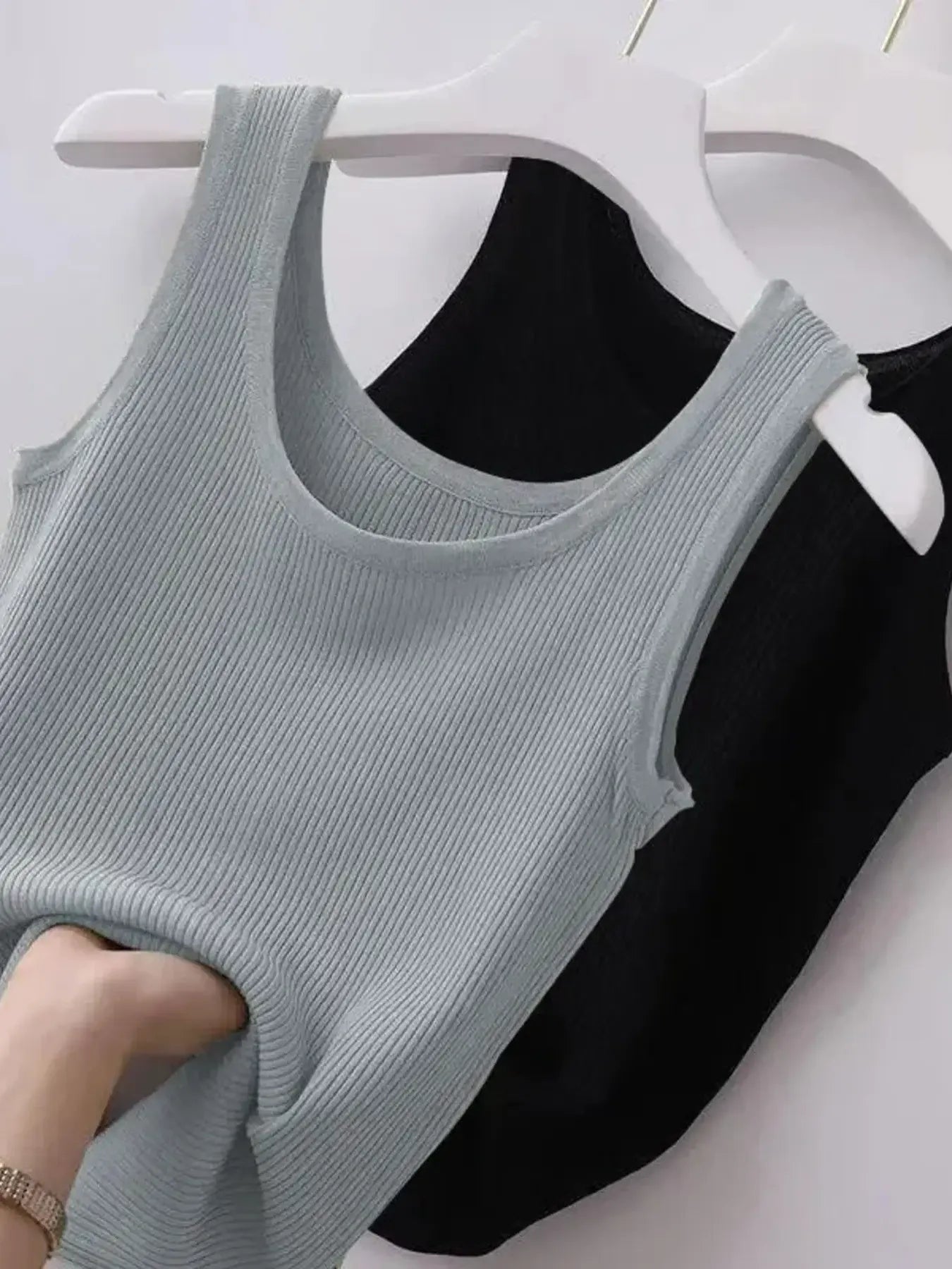 Plus Size Ribbed Knit Scoop Neck Tank Top - LODIMAE FASHION